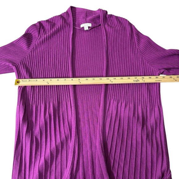 Charter Club Open Front Sweater Cardigan Size 1X Ribbed Office Casual Stretch - Picture 11 of 16